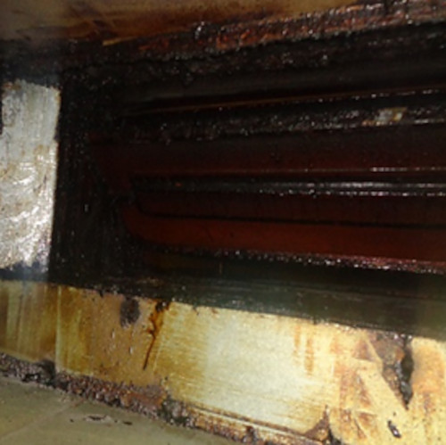 Ductwork before cleaning